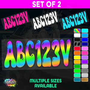 2x Boat Rego Sticker Decals Set 150mm High Vinyl Registration 200mm 250mm 300mm