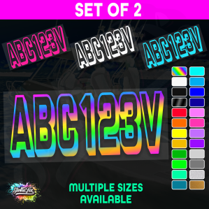 2x Jetski Rego Sticker Decals Set 100mm High Vinyl Registration 125mm 150mm
