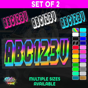 2x Jetski Rego Sticker Decals Set 100mm High Vinyl Registration 125mm 150mm