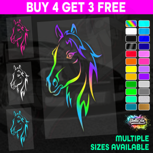 Horse Head Outline 4X4 car vinyl STICKER funny DECAL 4WD Float Truck Farm Van Outback Caravan