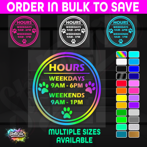 Shop Custom Business Hours Trading Opening Times Vinyl Decal Sticker
