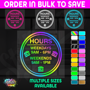 Shop Custom Business Hours Trading Opening Times Vinyl Decal Sticker