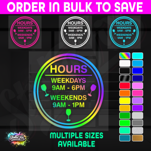 Shop Custom Business Hours Trading Opening Times Vinyl Decal Sticker