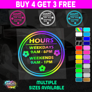 Shop Custom Business Hours Trading Opening Times Vinyl Decal Sticker