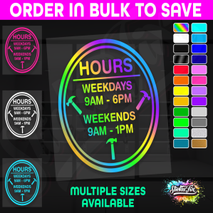 Shop Custom Business Hours Trading Opening Times Vinyl Decal Sticker