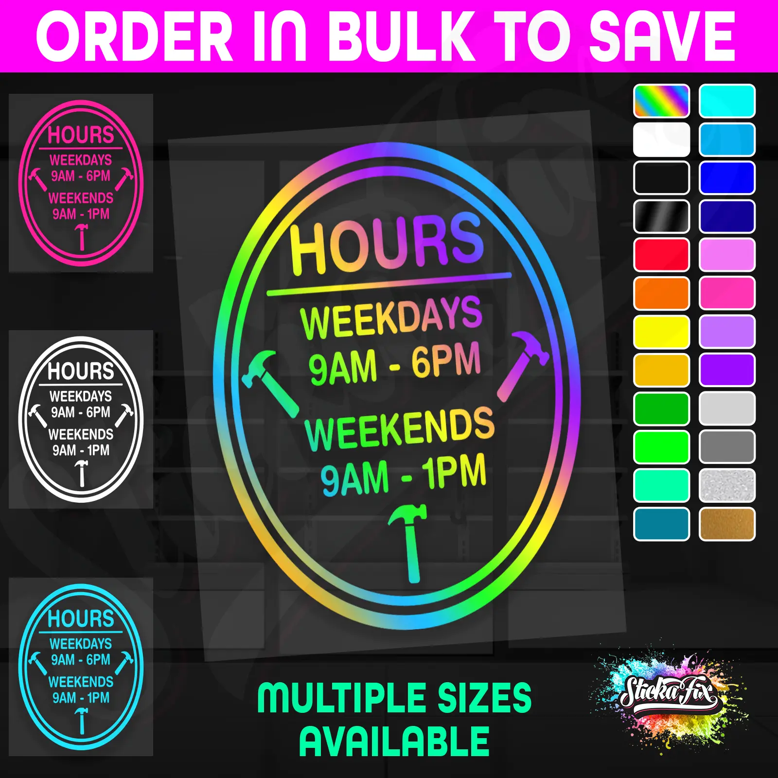Shop Custom Business Hours Trading Opening Times Vinyl Decal Sticker