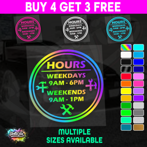 Shop Custom Business Hours Trading Opening Times Vinyl Decal Sticker