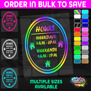 Shop Custom Business Hours Trading Opening Times Vinyl Decal Sticker
