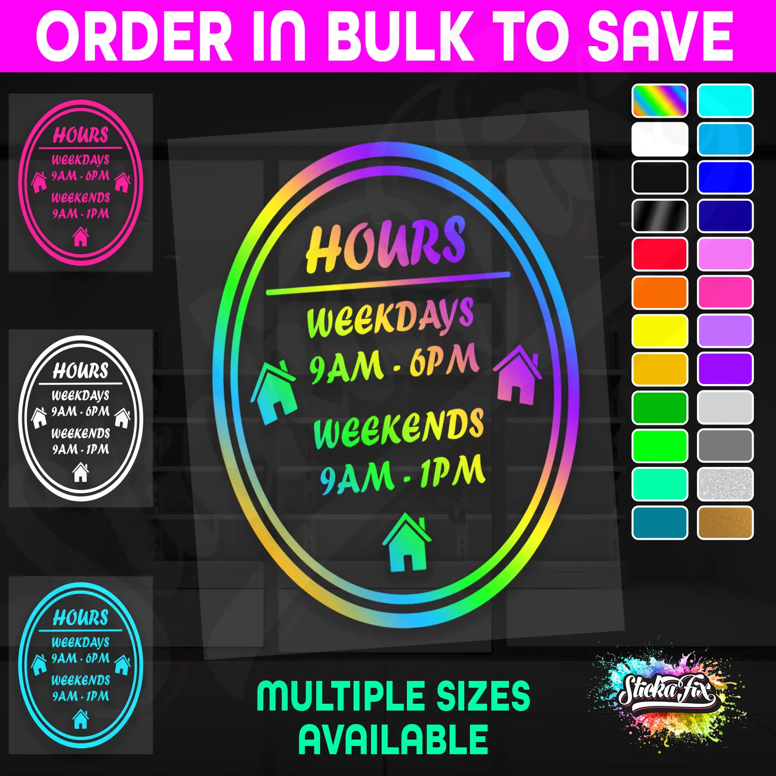Shop Custom Business Hours Trading Opening Times Vinyl Decal Sticker