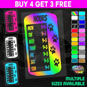 Shop Custom Business Hours Trading Opening Times Vinyl Decal Sticker
