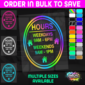 Shop Custom Business Hours Trading Opening Times Vinyl Decal Sticker