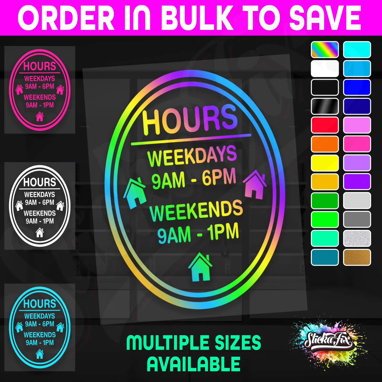 Shop Custom Business Hours Trading Opening Times Vinyl Decal Sticker