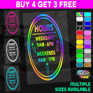 Shop Custom Business Hours Trading Opening Times Vinyl Decal Sticker