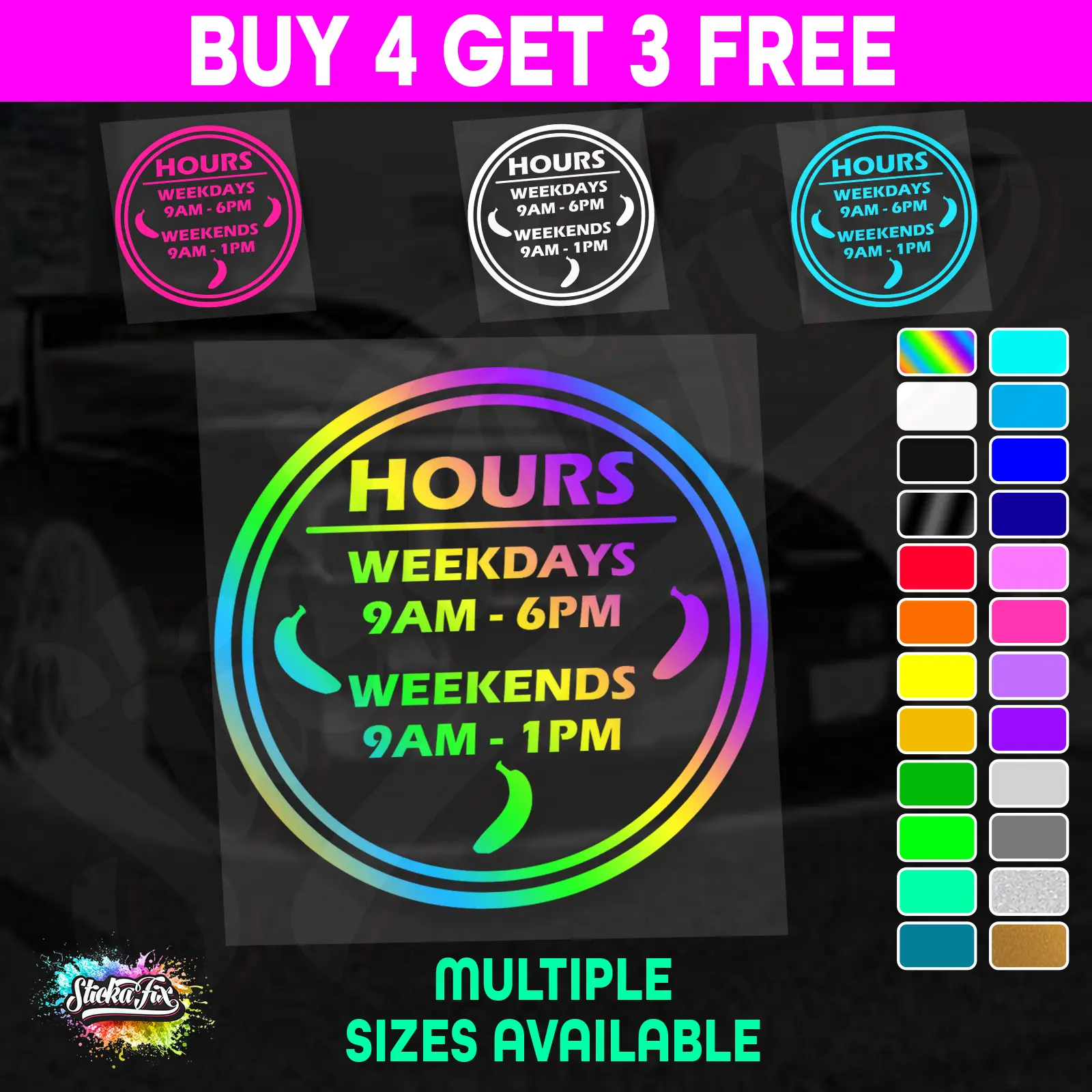 Shop Custom Business Hours Trading Opening Times Vinyl Decal Sticker