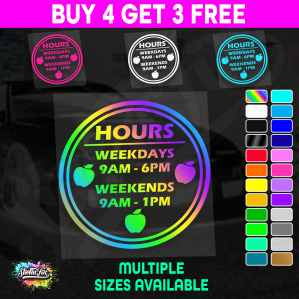 Shop Custom Business Hours Trading Opening Times Vinyl Decal Sticker