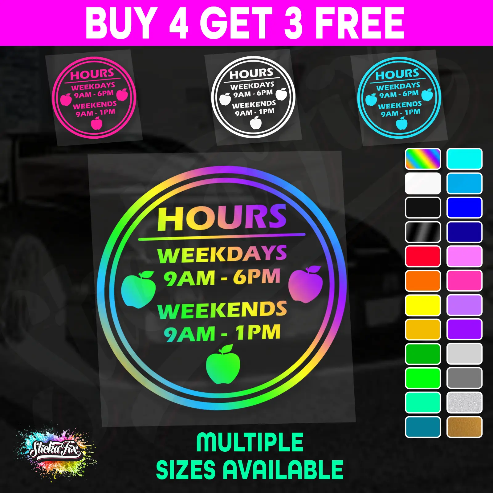 Shop Custom Business Hours Trading Opening Times Vinyl Decal Sticker