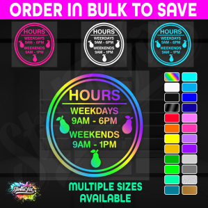 Shop Custom Business Hours Trading Opening Times Vinyl Decal Sticker