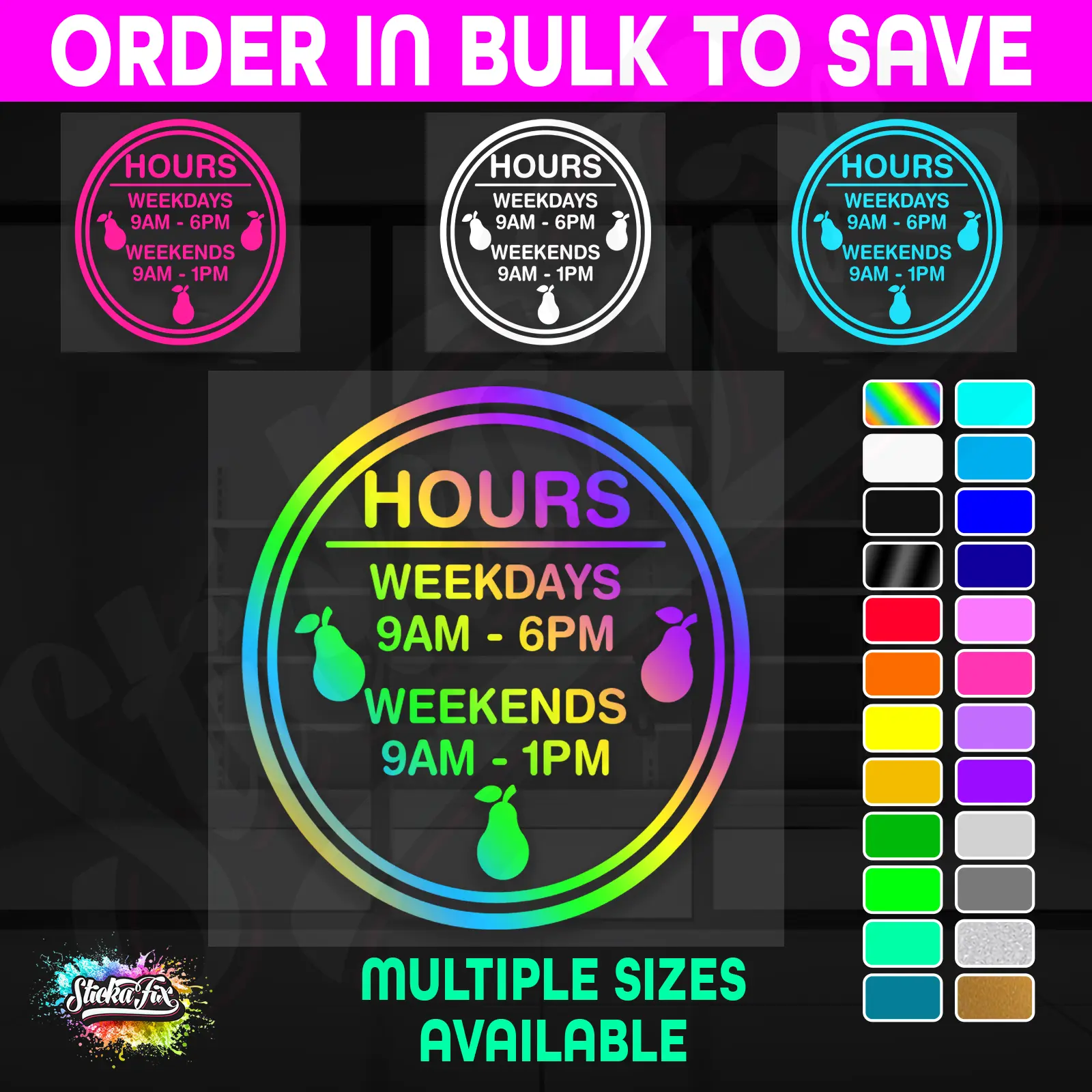 Shop Custom Business Hours Trading Opening Times Vinyl Decal Sticker