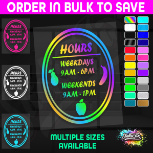 Shop Custom Business Hours Trading Opening Times Vinyl Decal Sticker