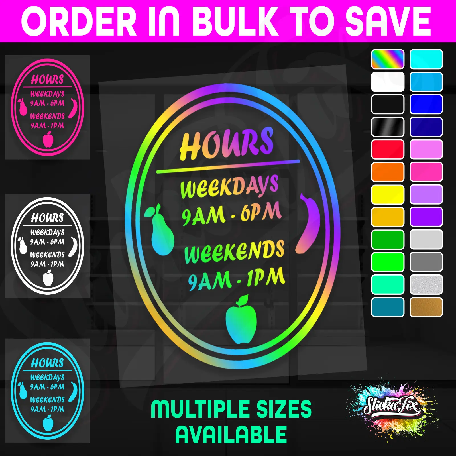 Shop Custom Business Hours Trading Opening Times Vinyl Decal Sticker