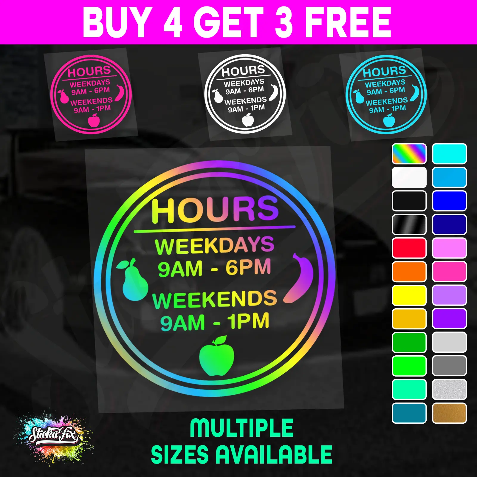 Shop Custom Business Hours Trading Opening Times Vinyl Decal Sticker
