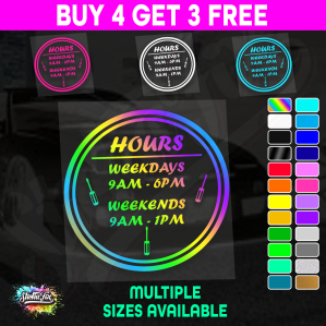 Shop Custom Business Hours Trading Opening Times Vinyl Decal Sticker