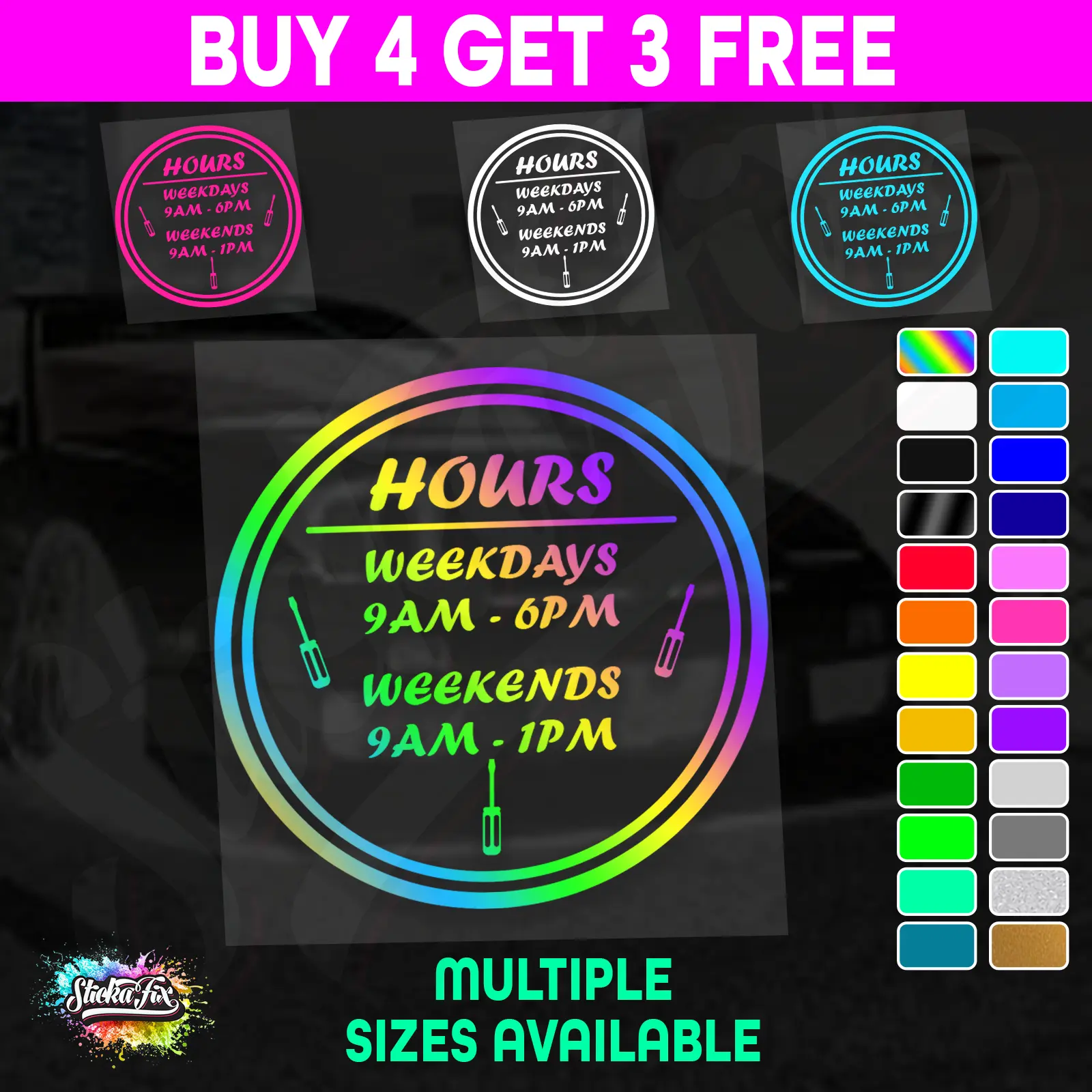Shop Custom Business Hours Trading Opening Times Vinyl Decal Sticker