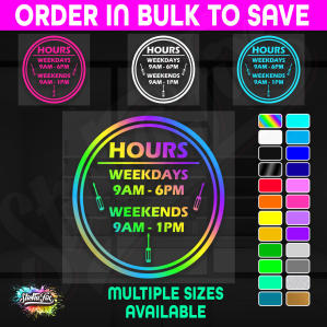 Shop Custom Business Hours Trading Opening Times Vinyl Decal Sticker