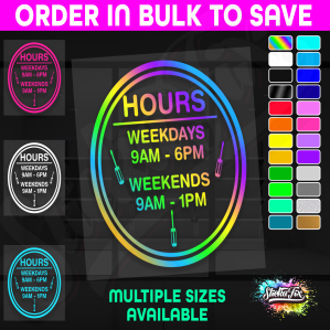 Shop Custom Business Hours Trading Opening Times Vinyl Decal Sticker