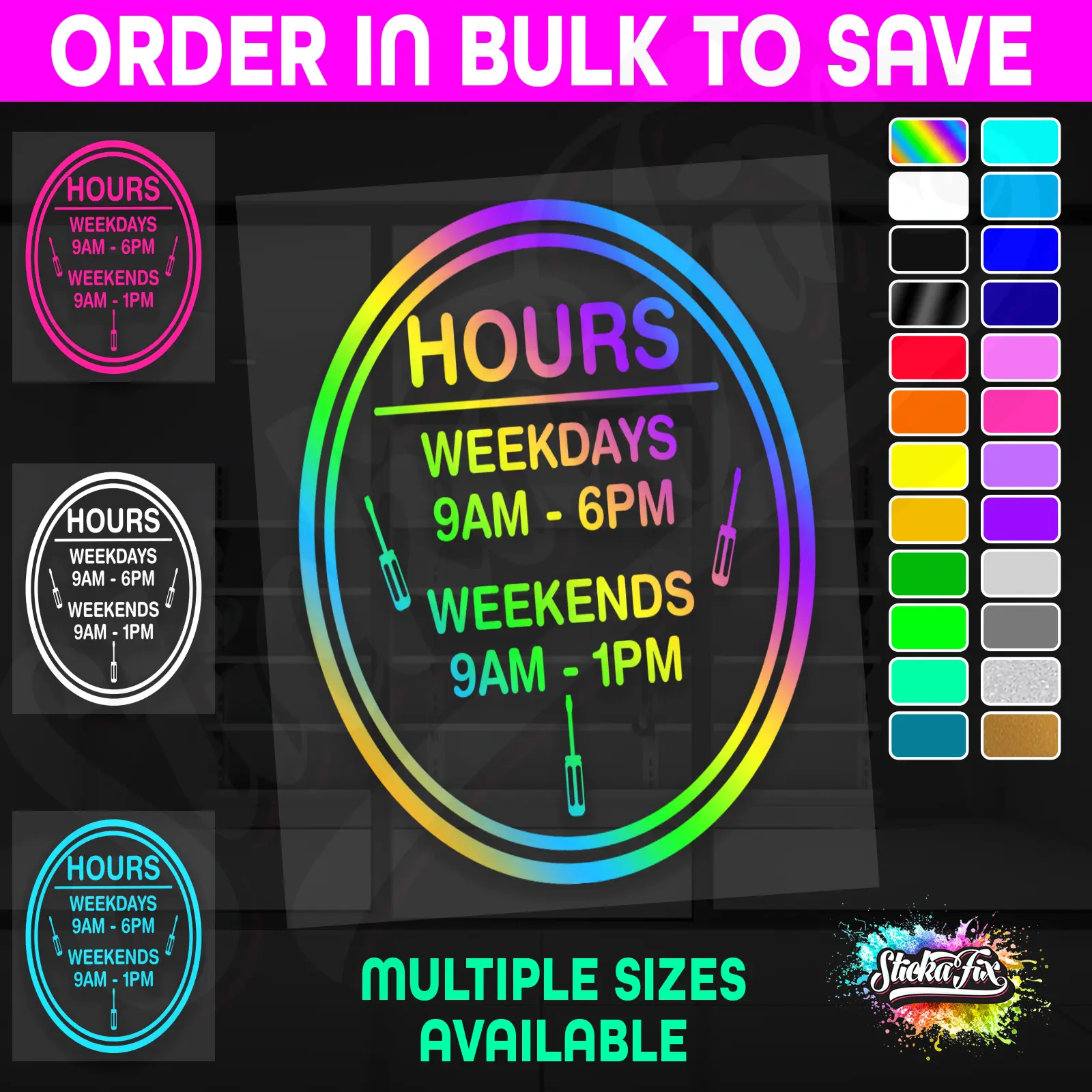 Shop Custom Business Hours Trading Opening Times Vinyl Decal Sticker