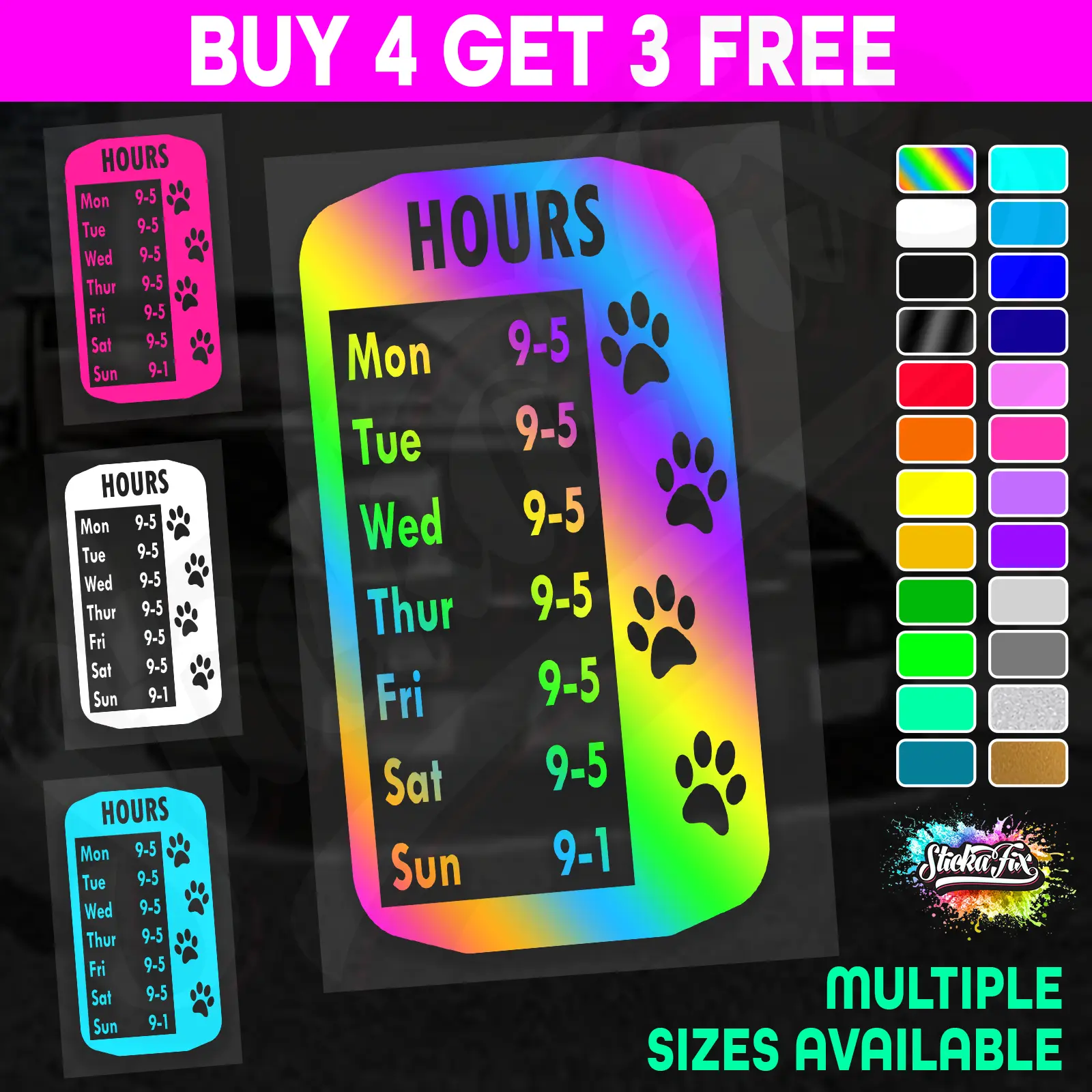 Shop Custom Business Hours Trading Opening Times Vinyl Decal Sticker