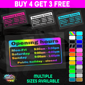 Shop Custom Business Hours Trading Opening Times Vinyl Decal Sticker