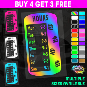 Shop Custom Business Hours Trading Opening Times Vinyl Decal Sticker