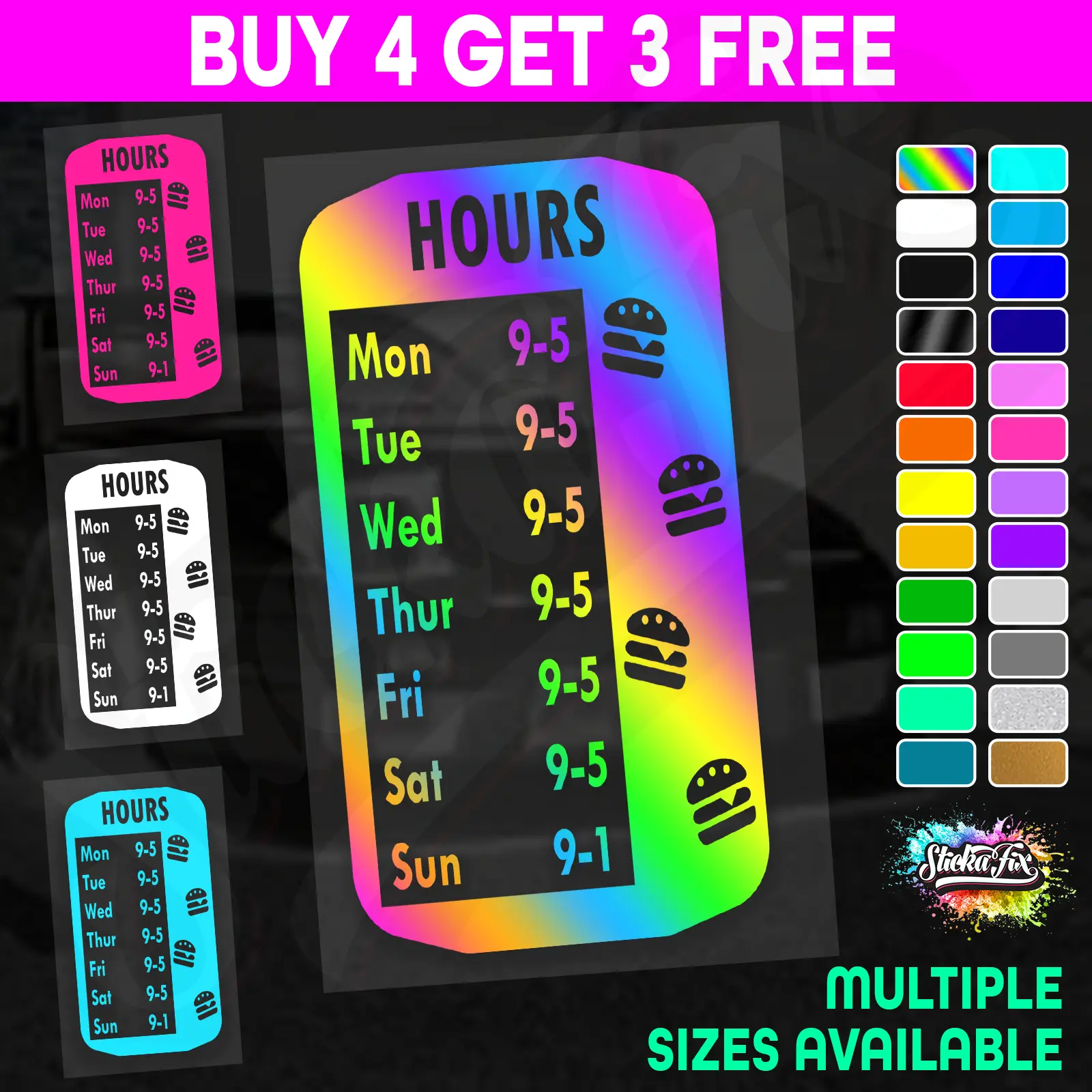 Shop Custom Business Hours Trading Opening Times Vinyl Decal Sticker
