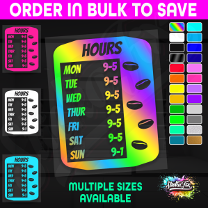Shop Custom Business Hours Trading Opening Times Vinyl Decal Sticker