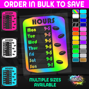 Shop Custom Business Hours Trading Opening Times Vinyl Decal Sticker