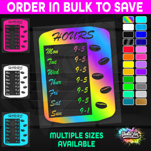 Shop Custom Business Hours Trading Opening Times Vinyl Decal Sticker