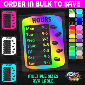 Shop Custom Business Hours Trading Opening Times Vinyl Decal Sticker