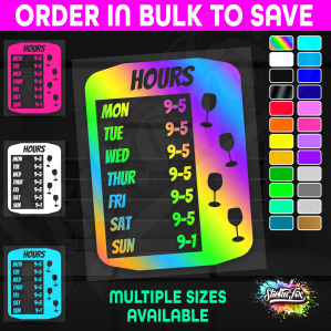 Shop Custom Business Hours Trading Opening Times Vinyl Decal Sticker