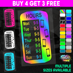 Shop Custom Business Hours Trading Opening Times Vinyl Decal Sticker