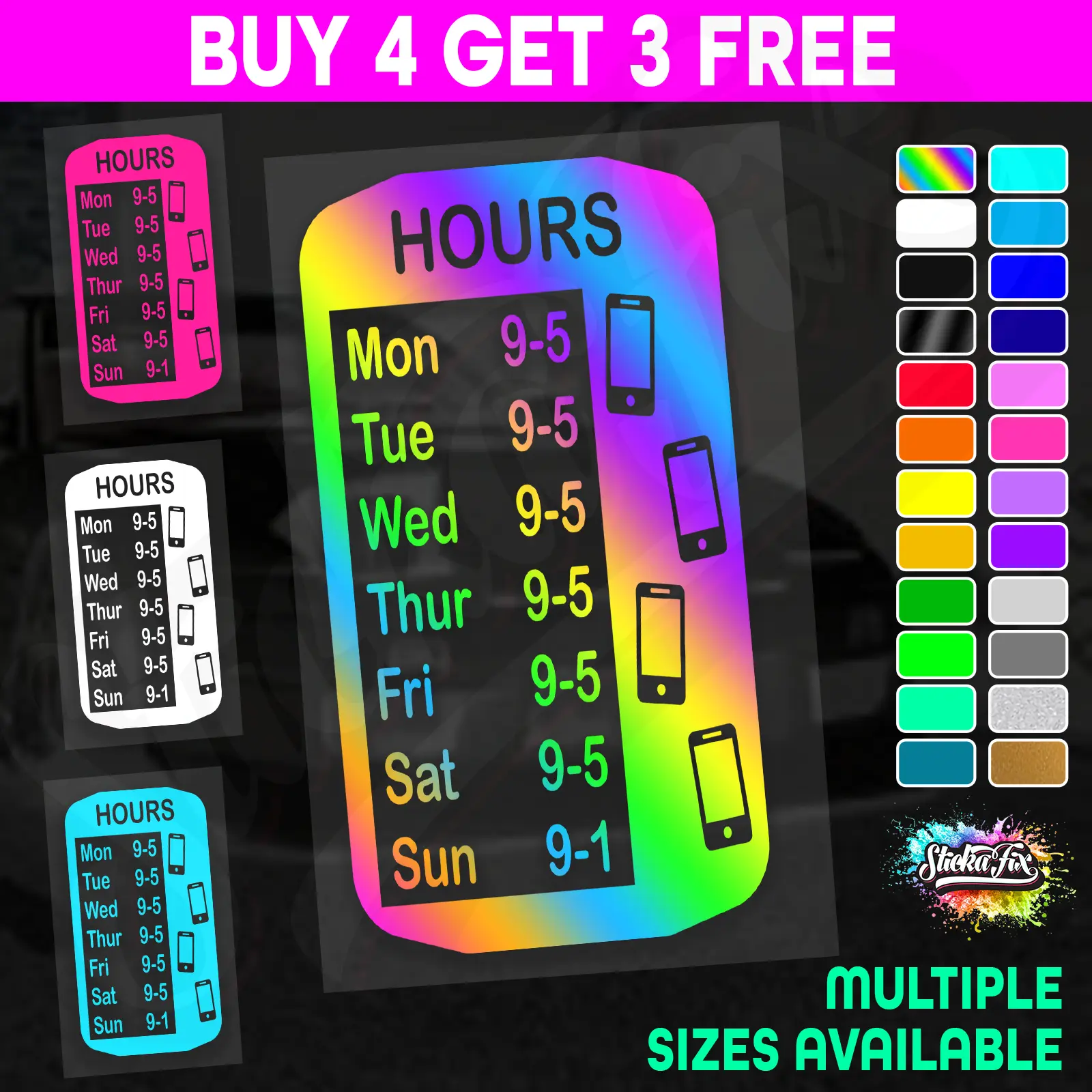 Shop Custom Business Hours Trading Opening Times Vinyl Decal Sticker
