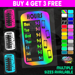 Shop Custom Business Hours Trading Opening Times Vinyl Decal Sticker