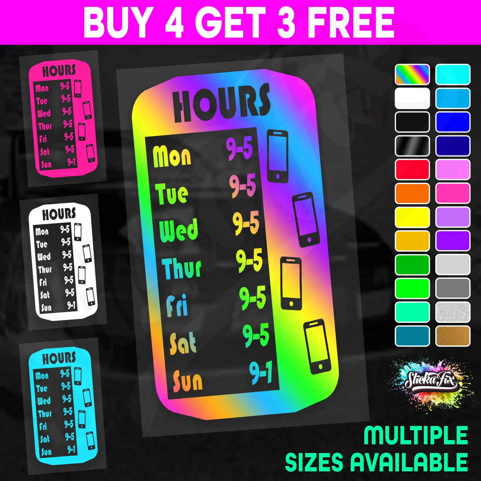Shop Custom Business Hours Trading Opening Times Vinyl Decal Sticker