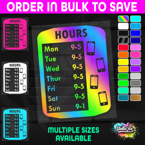 Shop Custom Business Hours Trading Opening Times Vinyl Decal Sticker
