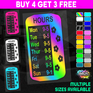 Shop Custom Business Hours Trading Opening Times Vinyl Decal Sticker