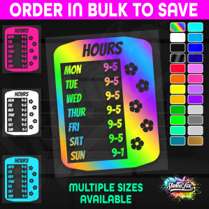 Shop Custom Business Hours Trading Opening Times Vinyl Decal Sticker