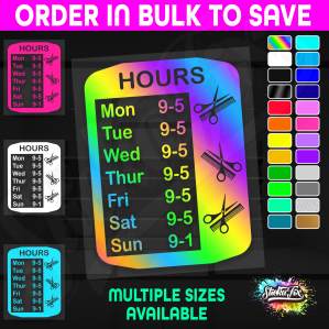 Shop Custom Business Hours Trading Opening Times Vinyl Decal Sticker
