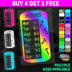 Shop Custom Business Hours Trading Opening Times Vinyl Decal Sticker