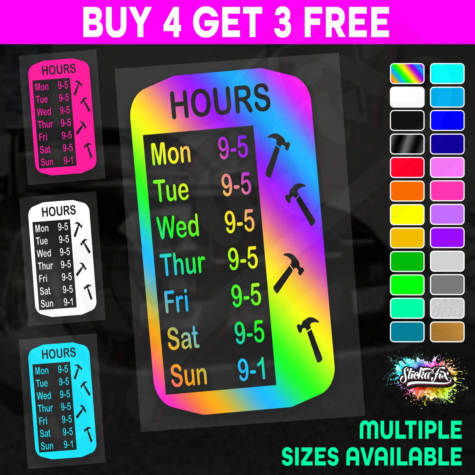 Shop Custom Business Hours Trading Opening Times Vinyl Decal Sticker