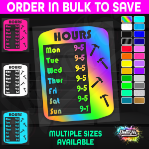 Shop Custom Business Hours Trading Opening Times Vinyl Decal Sticker